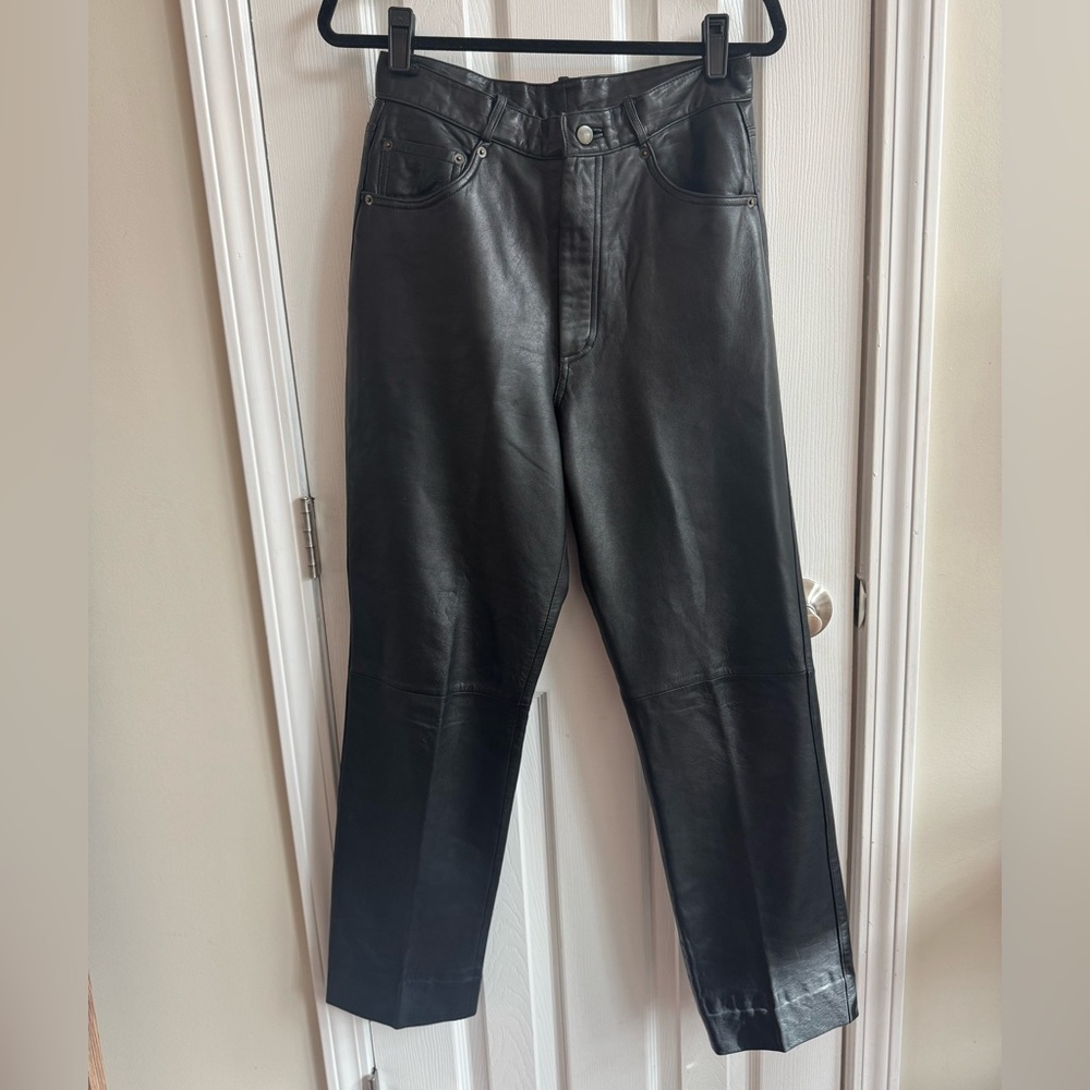 NEIMAN MARCUS Vintage Genuine Leather Pants Black Size 10